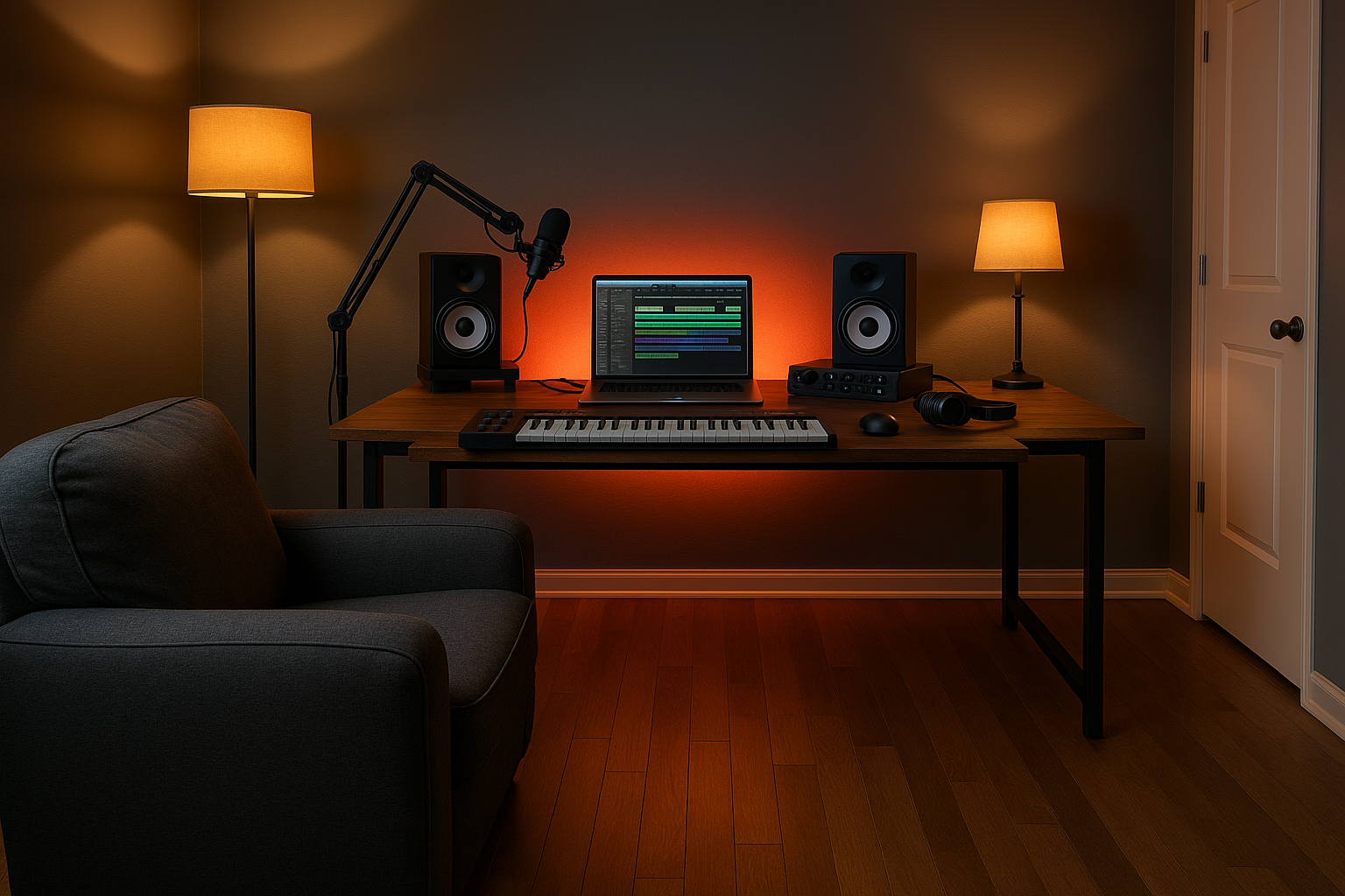 Studio denregistrement moderne et chaleureux 1